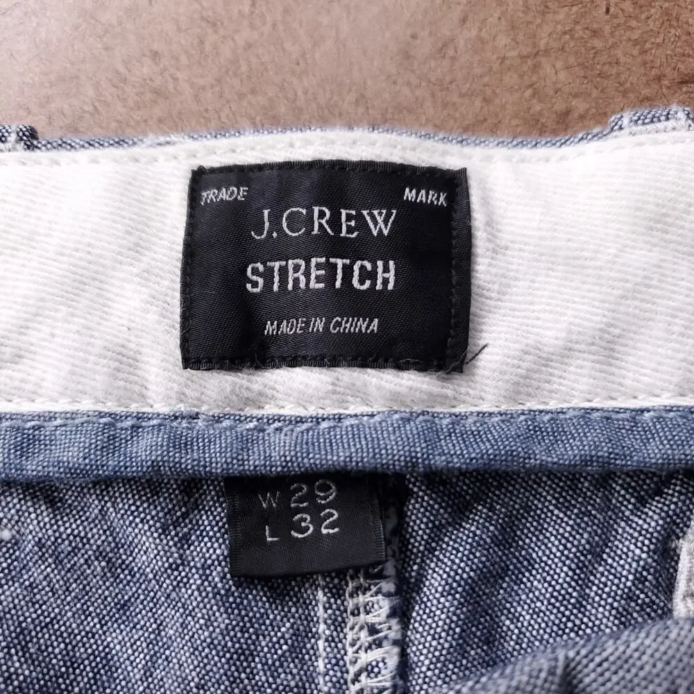 J Crew 484 Slim Fit Chino Pants Stretch Chambray Straight Leg Men 29x32 Blue